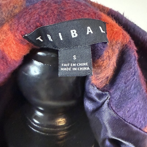 Tribal Plaid Wool Blend Pea Coat - Picture 8 of 10